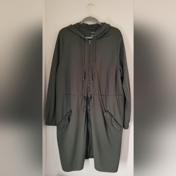 Torrid Active Army Green Cinched Waist Zip Up Hoodie Size 3 - Picture 1 of 12